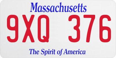 MA license plate 9XQ376