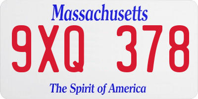 MA license plate 9XQ378