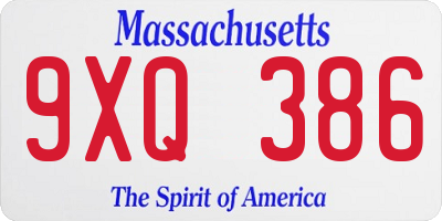 MA license plate 9XQ386