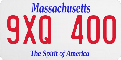 MA license plate 9XQ400