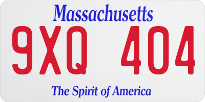 MA license plate 9XQ404