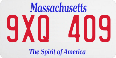 MA license plate 9XQ409