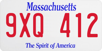 MA license plate 9XQ412