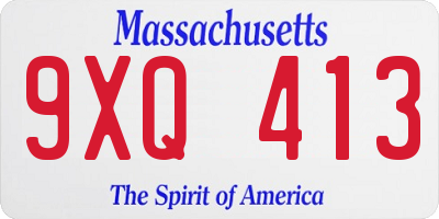 MA license plate 9XQ413
