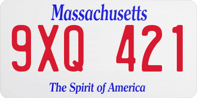 MA license plate 9XQ421