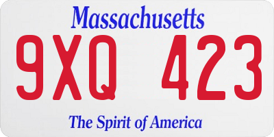 MA license plate 9XQ423