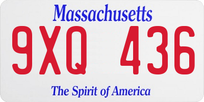 MA license plate 9XQ436
