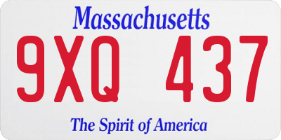 MA license plate 9XQ437