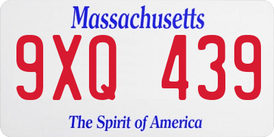 MA license plate 9XQ439