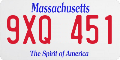 MA license plate 9XQ451