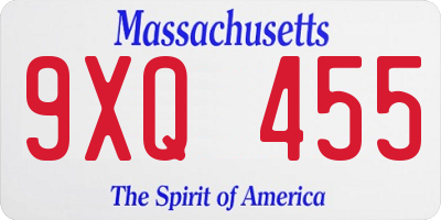 MA license plate 9XQ455