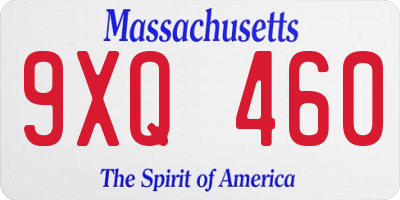 MA license plate 9XQ460