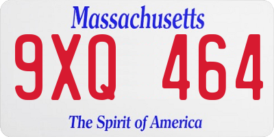 MA license plate 9XQ464