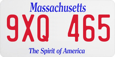 MA license plate 9XQ465