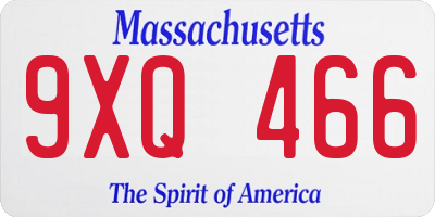 MA license plate 9XQ466