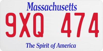 MA license plate 9XQ474