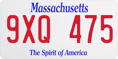 MA license plate 9XQ475