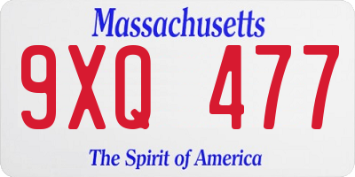 MA license plate 9XQ477