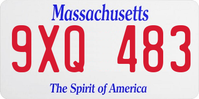 MA license plate 9XQ483