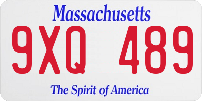 MA license plate 9XQ489