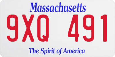MA license plate 9XQ491