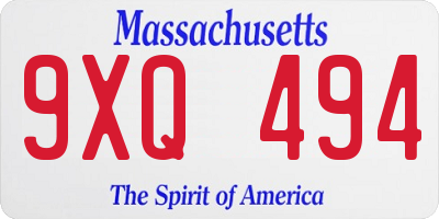 MA license plate 9XQ494