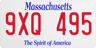MA license plate 9XQ495