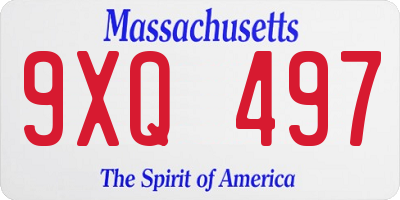 MA license plate 9XQ497