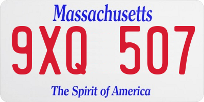 MA license plate 9XQ507
