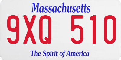 MA license plate 9XQ510