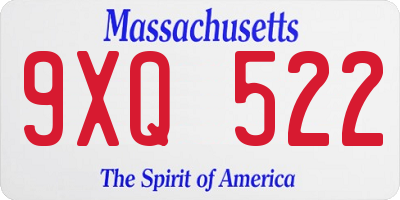 MA license plate 9XQ522