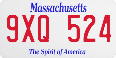 MA license plate 9XQ524
