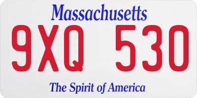 MA license plate 9XQ530