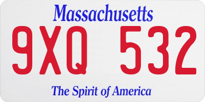 MA license plate 9XQ532