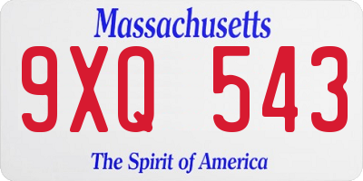 MA license plate 9XQ543