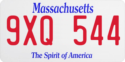 MA license plate 9XQ544