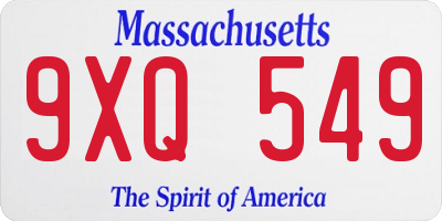 MA license plate 9XQ549