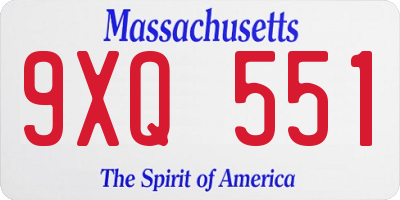 MA license plate 9XQ551