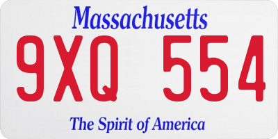 MA license plate 9XQ554