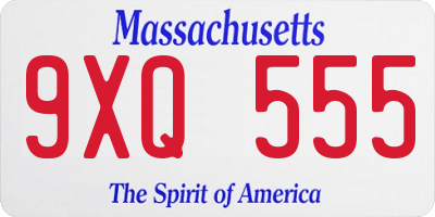 MA license plate 9XQ555