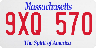 MA license plate 9XQ570