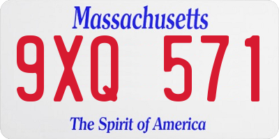 MA license plate 9XQ571