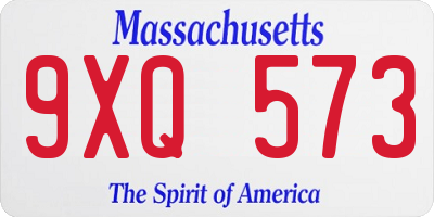 MA license plate 9XQ573
