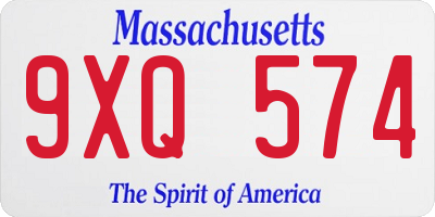 MA license plate 9XQ574