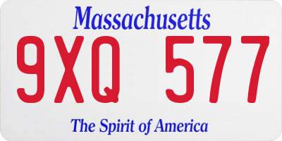 MA license plate 9XQ577