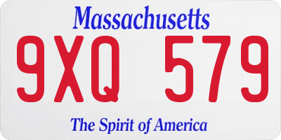 MA license plate 9XQ579