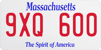 MA license plate 9XQ600