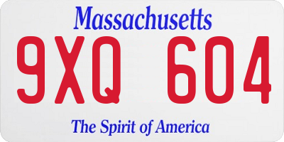 MA license plate 9XQ604