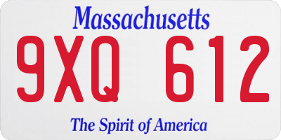 MA license plate 9XQ612