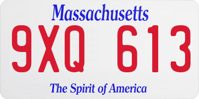 MA license plate 9XQ613